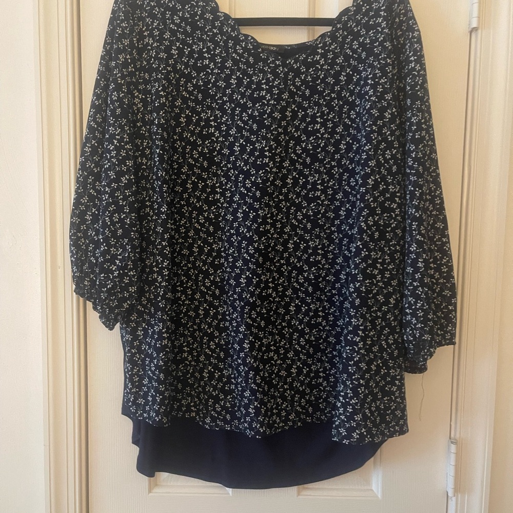 Floral Navy Blue Women's Top